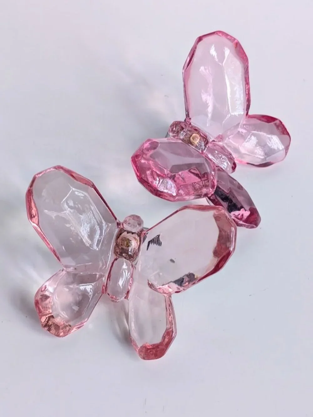 2 Pottery Barn Crystal Look Butterfly Curtain Rod Finials